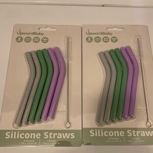 Upwardbaby silicone straws with brush both packs